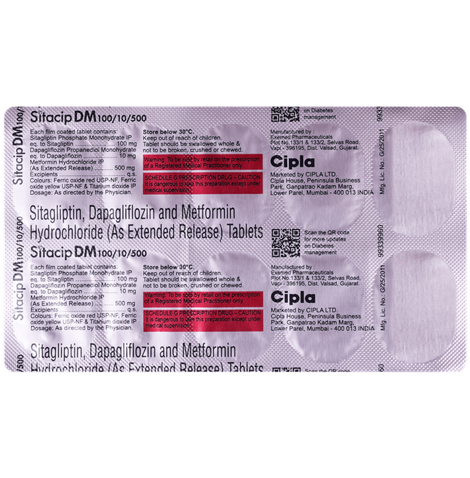 Sitacip DM 100/10/500 Tablet