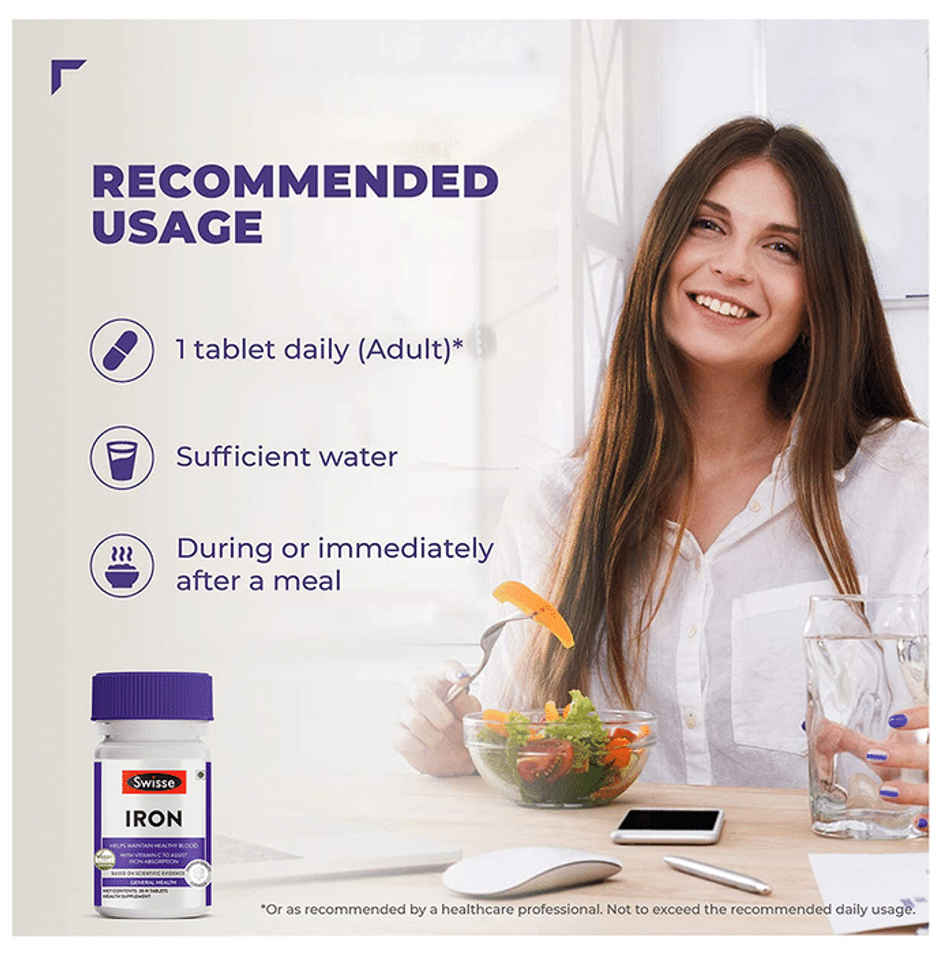 Swisse Iron Supplement With Vitamin C & Vitamin B12-30 Tablets