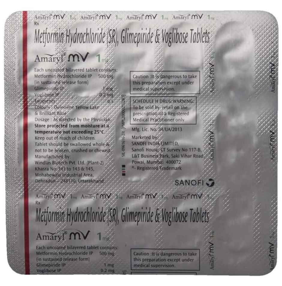 Amaryl MV 1mg Tablet SR
