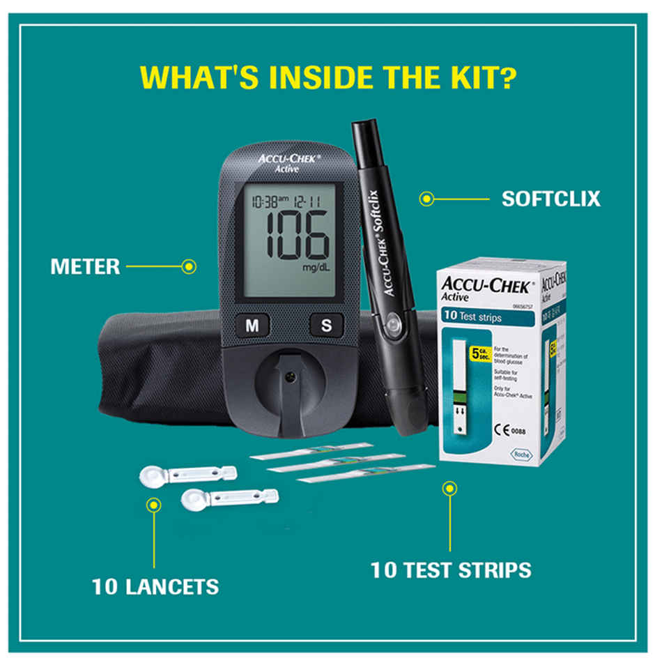Accu-Chek Active Blood Glucose Monitor With 10 Test strips Free
