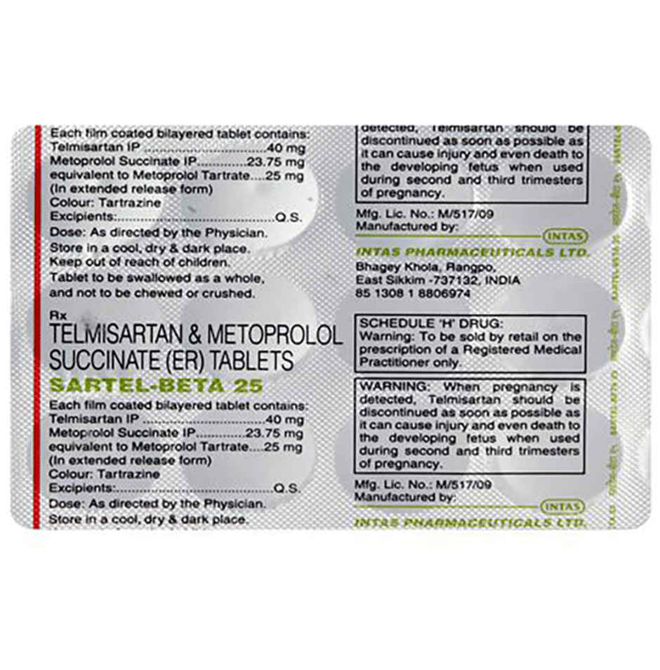 Sartel-Beta 25 Tablet ER