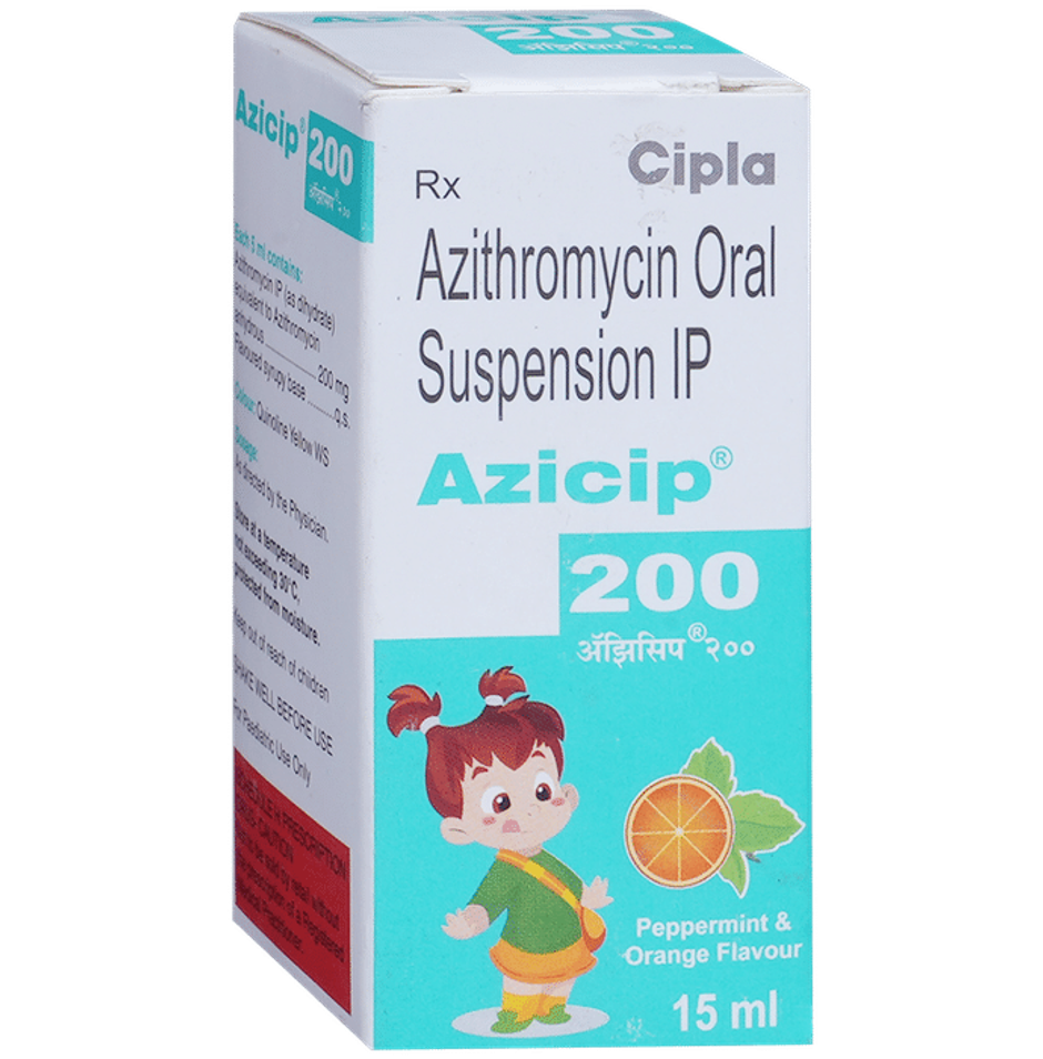 Azicip 200 Peppermint & Orange Flavour Oral Suspension
