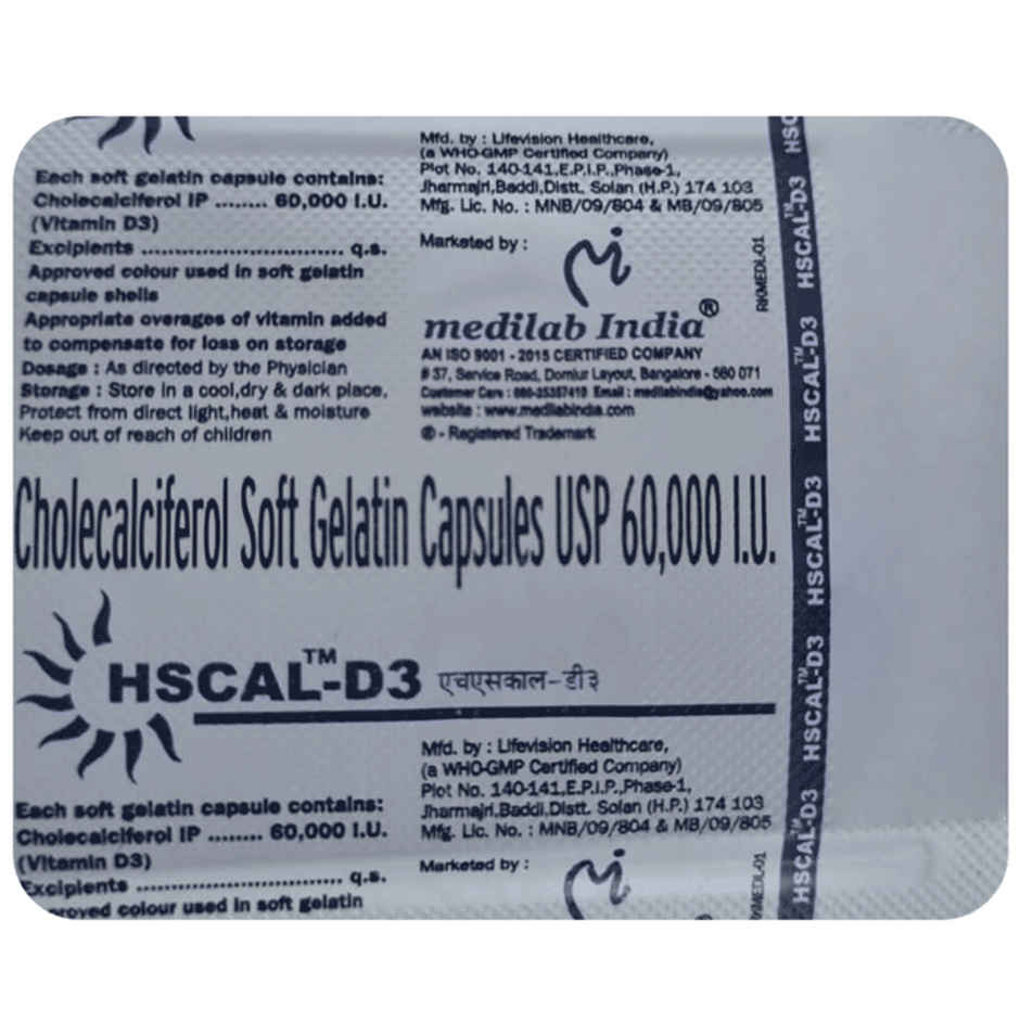 Hscal-D3 Vitamin D3 Soft Gelatin Capsule