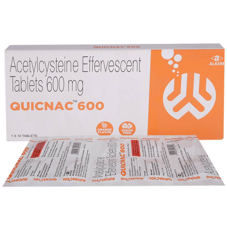 Quicnac 600 Orange Flavour Sugar Free Effervescent Tablet