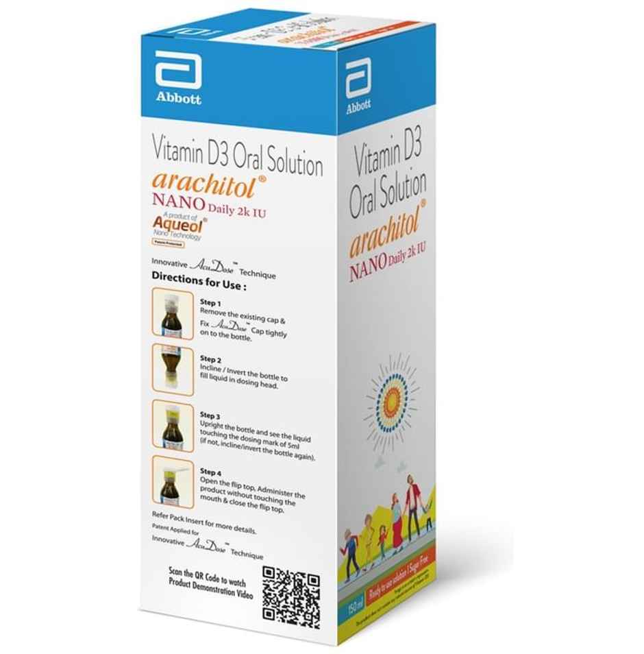 Arachitol Nano Daily 2K IU Vitamin D3 Sugar Free Oral Solution