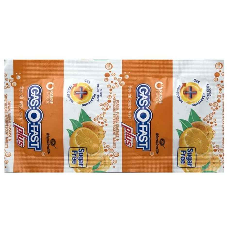 Gas-O-Fast Plus Orange Flavour Sugar Free Effervescent Tablet