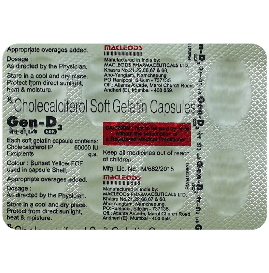 Gen-D3 60K Vitamin D3 Soft Gelatin Capsule