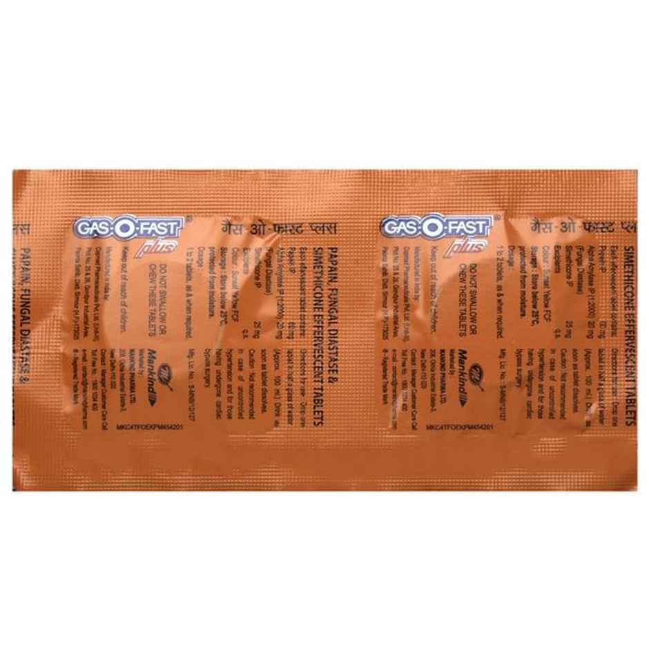 Gas-O-Fast Plus Orange Flavour Sugar Free Effervescent Tablet