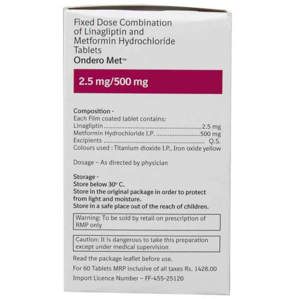 Ondero Met 2.5mg/500mg Tablet