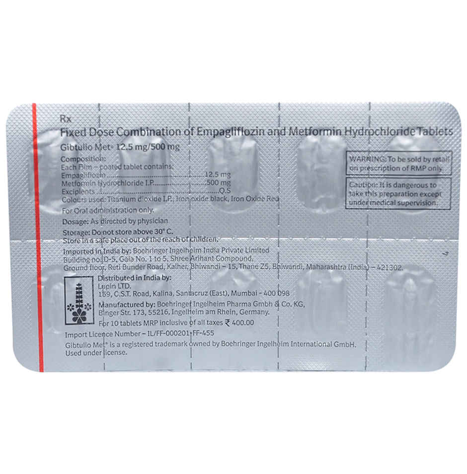 Gibtulio Met 12.5mg/500mg Tablet