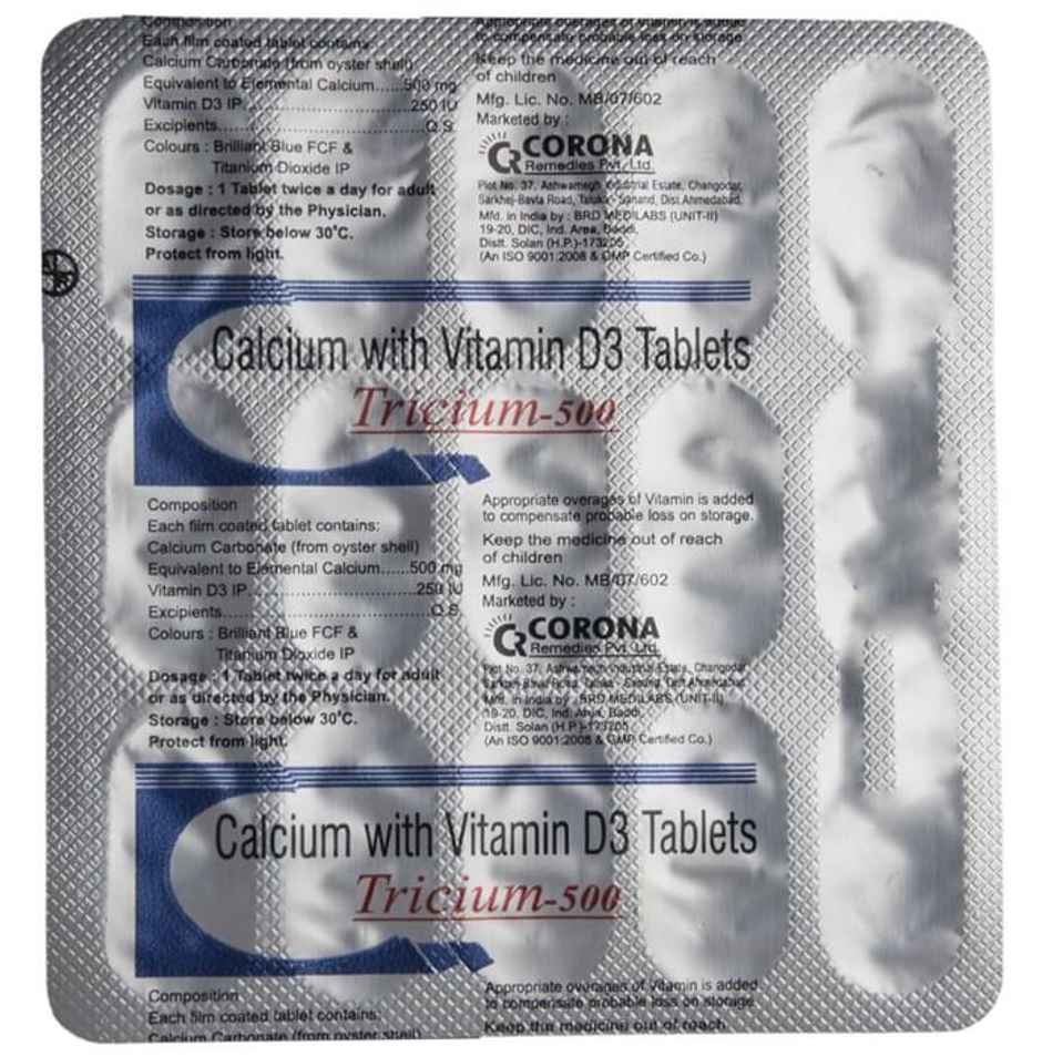 Tricium-500 Vitamin D3 Tablet