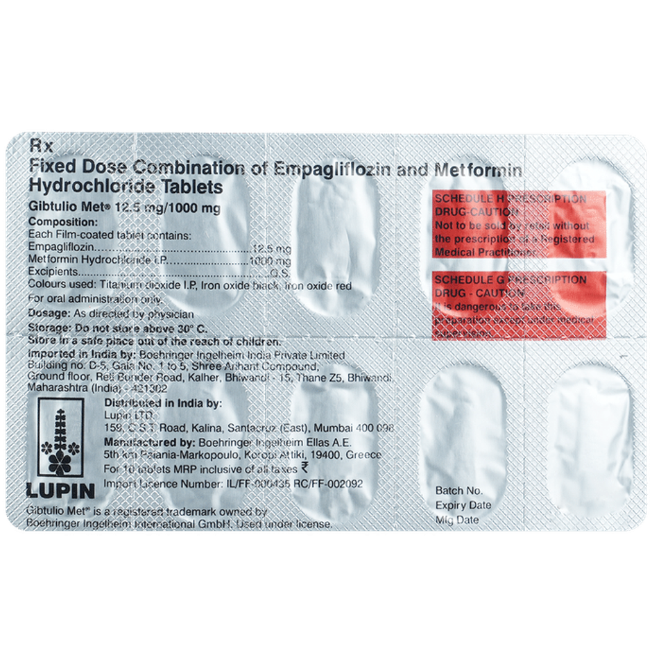 Gibtulio Met 12.5mg/1000mg Tablet