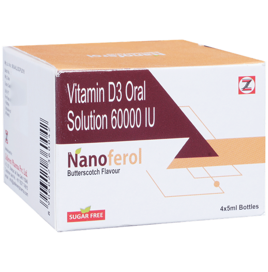 Nanoferol Butterscotch Flavour Sugar Free Vitamin D3 Oral Solution