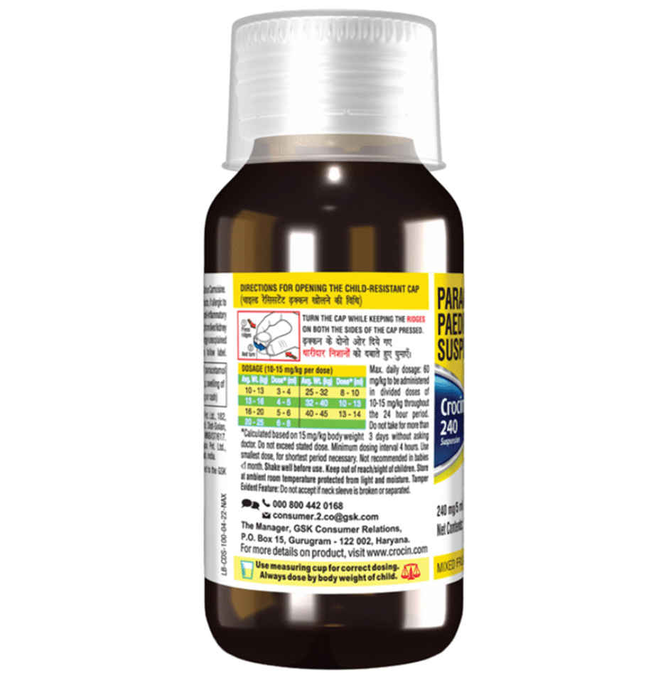 Crocin 240 DS Mixed Fruit Flavour Suspension