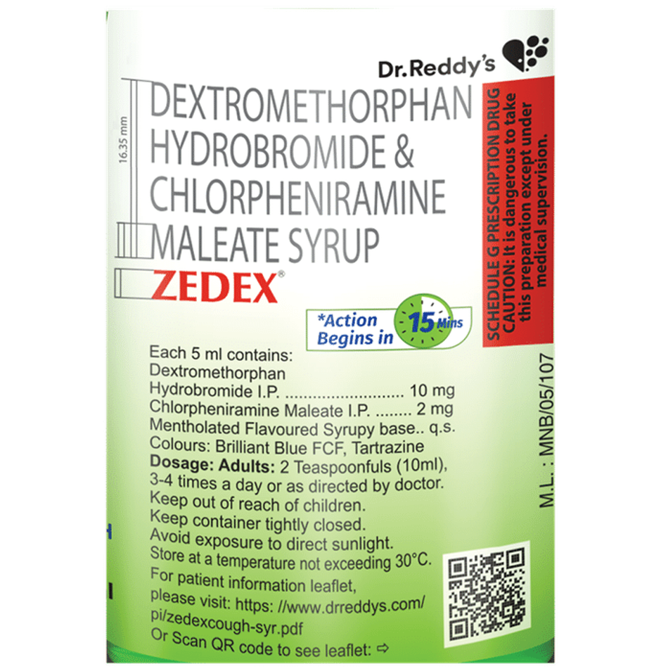 Zedex Mix Fruit Flavour Dry Cough Syrup