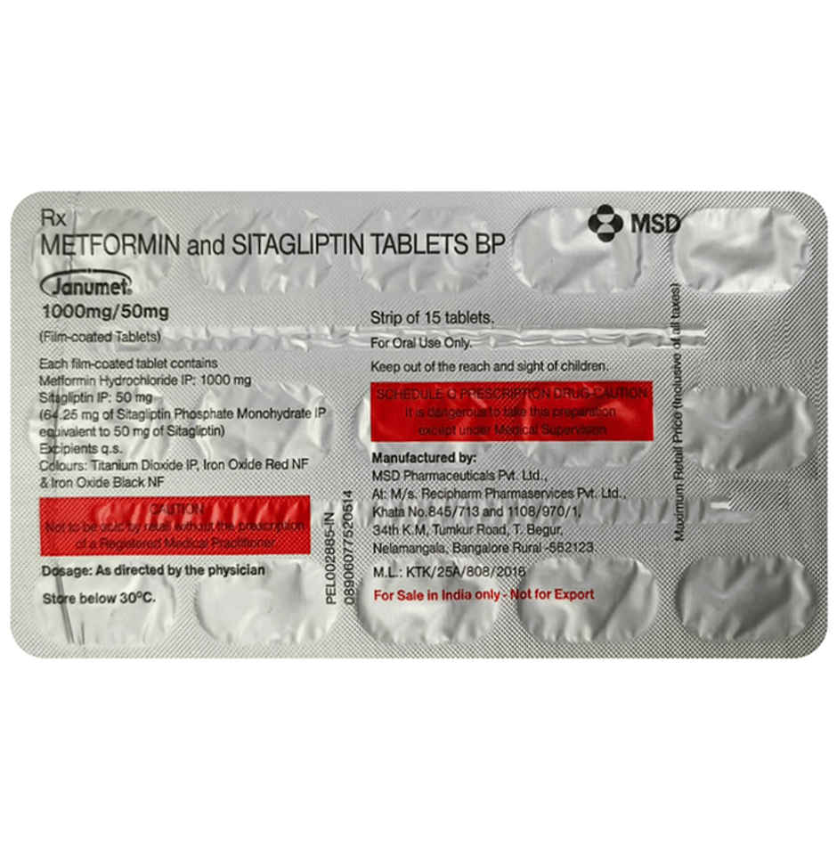Janumet 1000mg/50mg Tablet