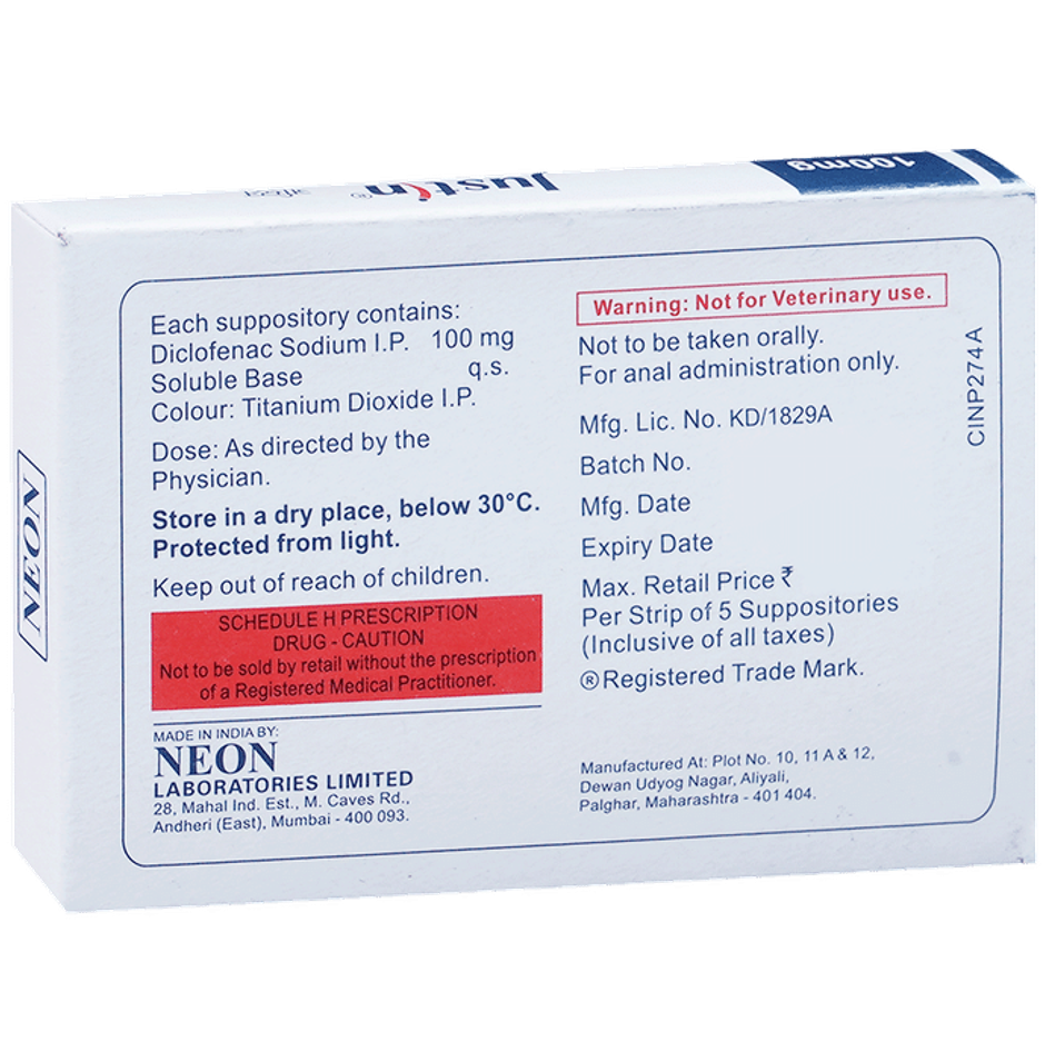 Justin 100mg Anal Suppository