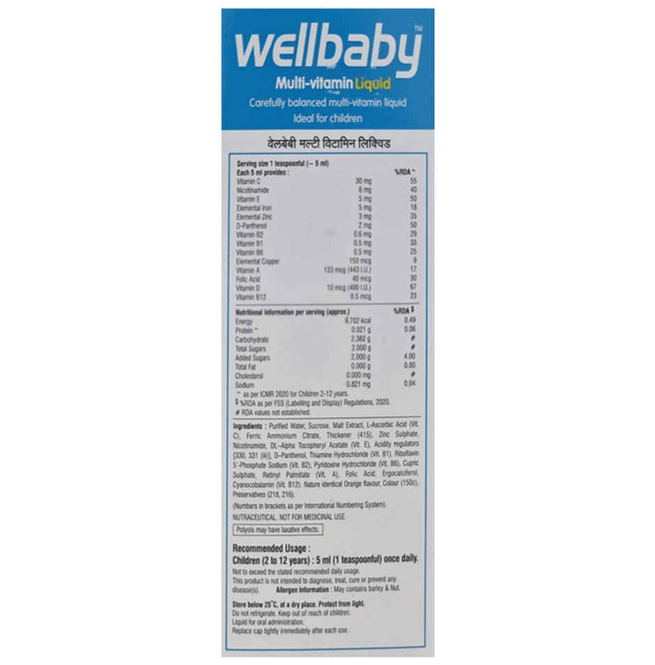 Wellbaby Multi vitamin Natural Orange Liquid