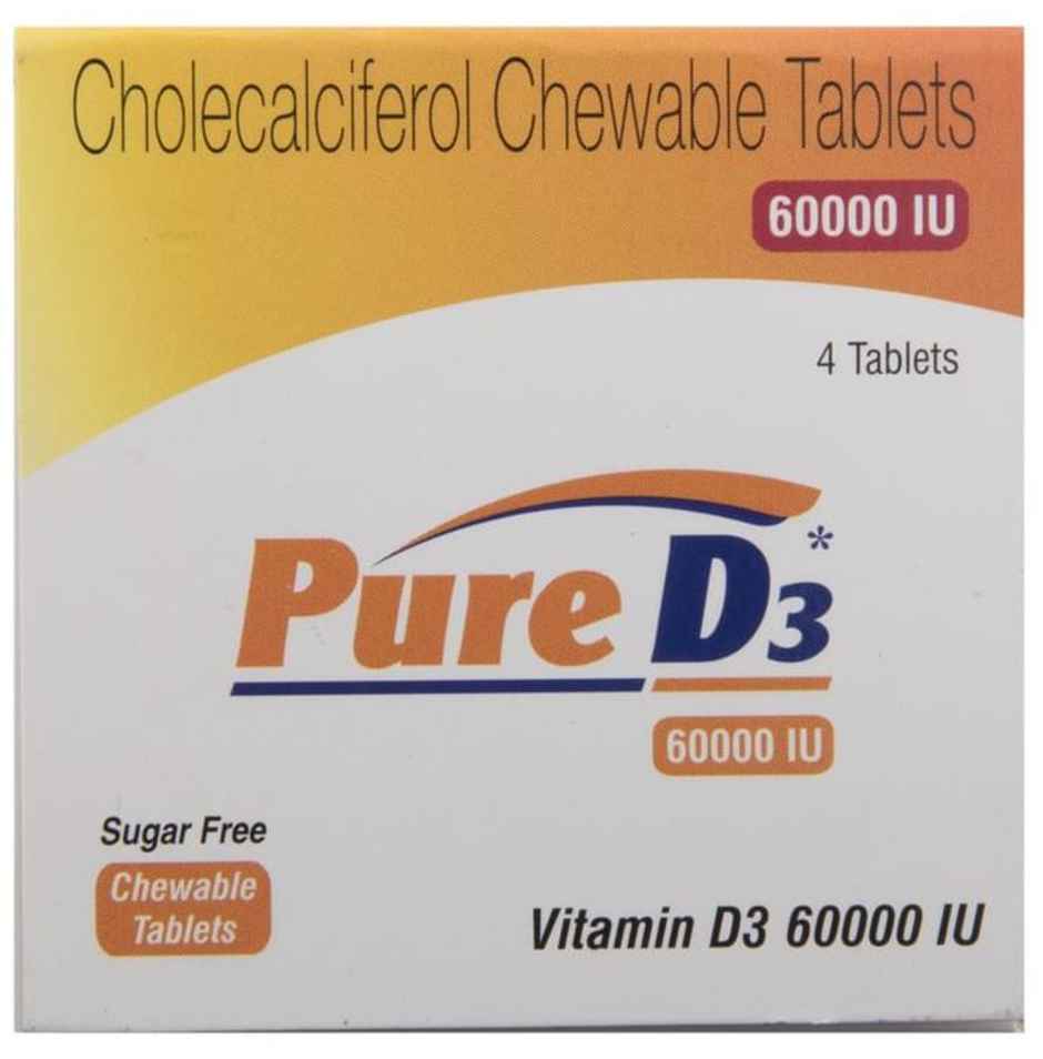 Pure D3 60000IU Vitamin(D3) Sugar Free Chewable Tablet