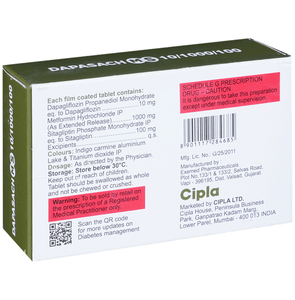 Dapasach MS 10/1000/100 Tablet ER