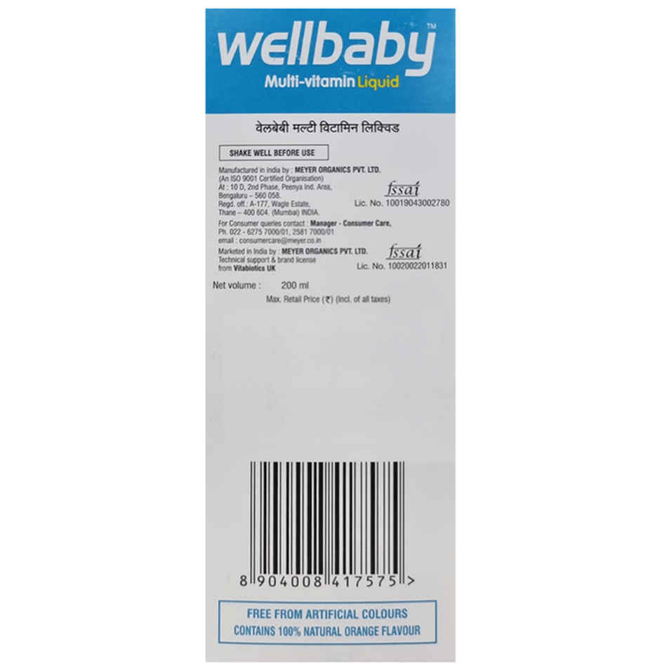 Wellbaby Multi vitamin Natural Orange Liquid