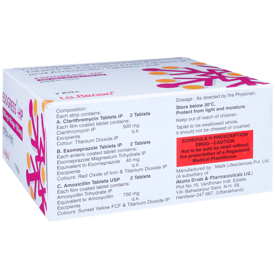 Esogress-HP 500mg+40mg+750mg Tablet