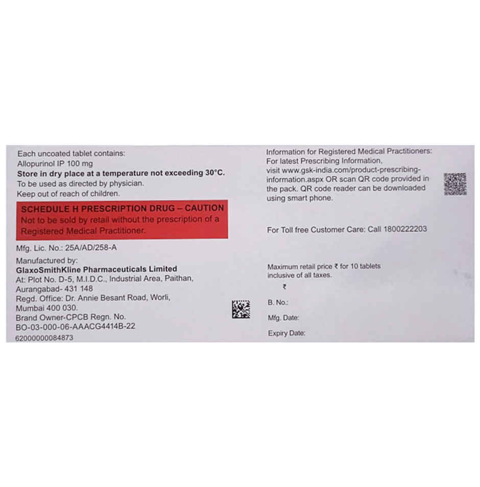 Zyloric 100mg Tablet