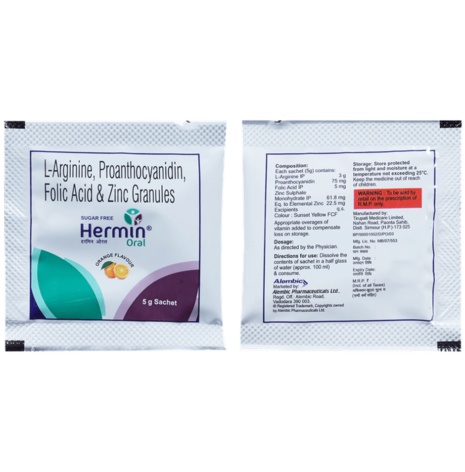 Hermin Orange Flavour Sugar Free Oral Sachet