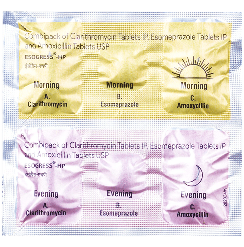 Esogress-HP 500mg+40mg+750mg Tablet