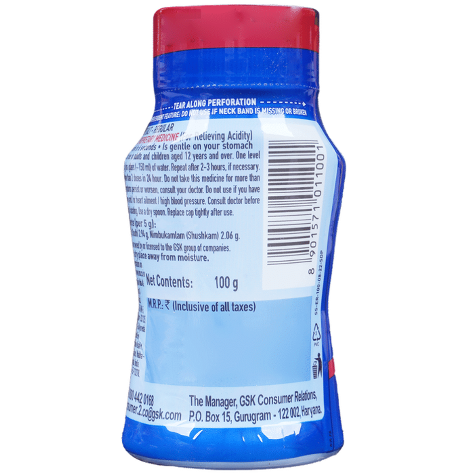 ENO Ayurvedic Antacid, Gets to Work in 6 Secs for Instant Acidity Relief -100g Jar