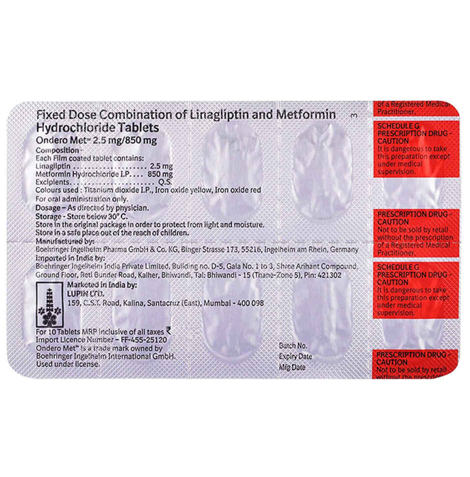 Ondero Met 2.5mg/850mg Tablet