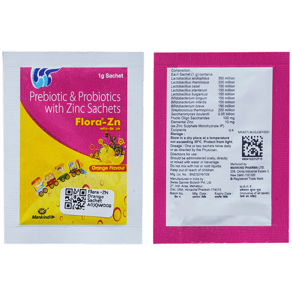 Flora-ZN Orange Flavour Sachet