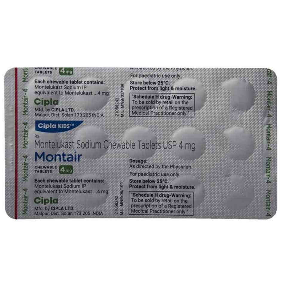 Montair 4mg Strawberry Flavour Chewable Tablet