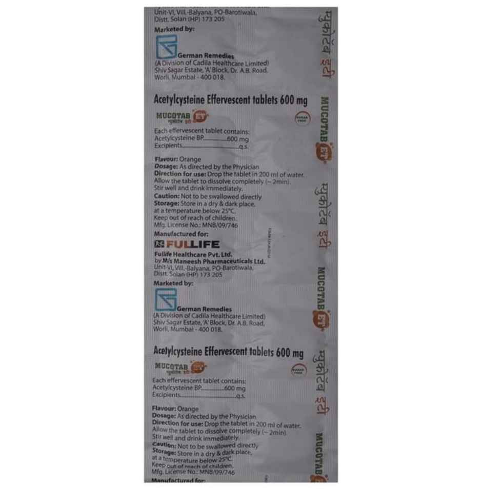 Mucotab ET Orange Flavour Sugar Free Effervescent Tablet