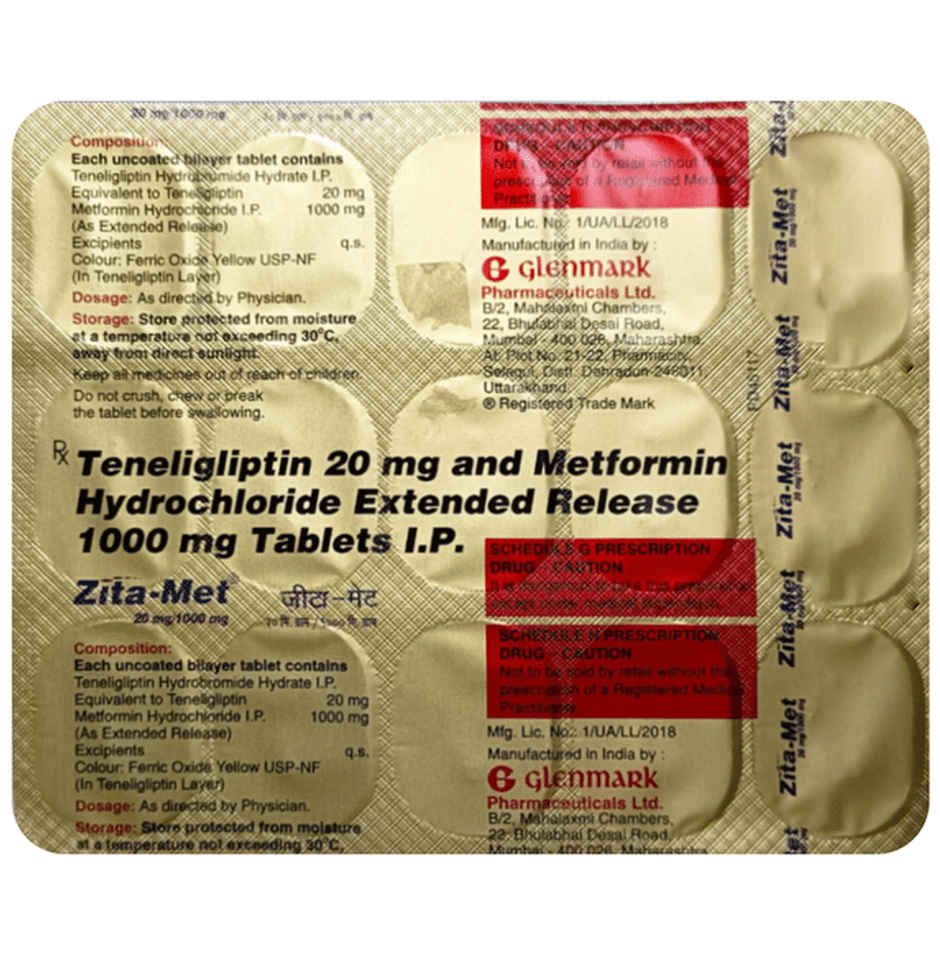 Zita-Met 20mg/1000mg Tablet ER