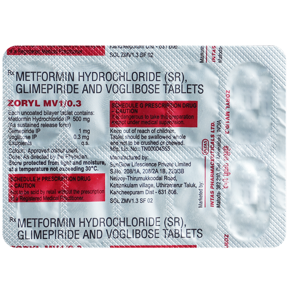 Zoryl MV 1/0.3 Tablet SR