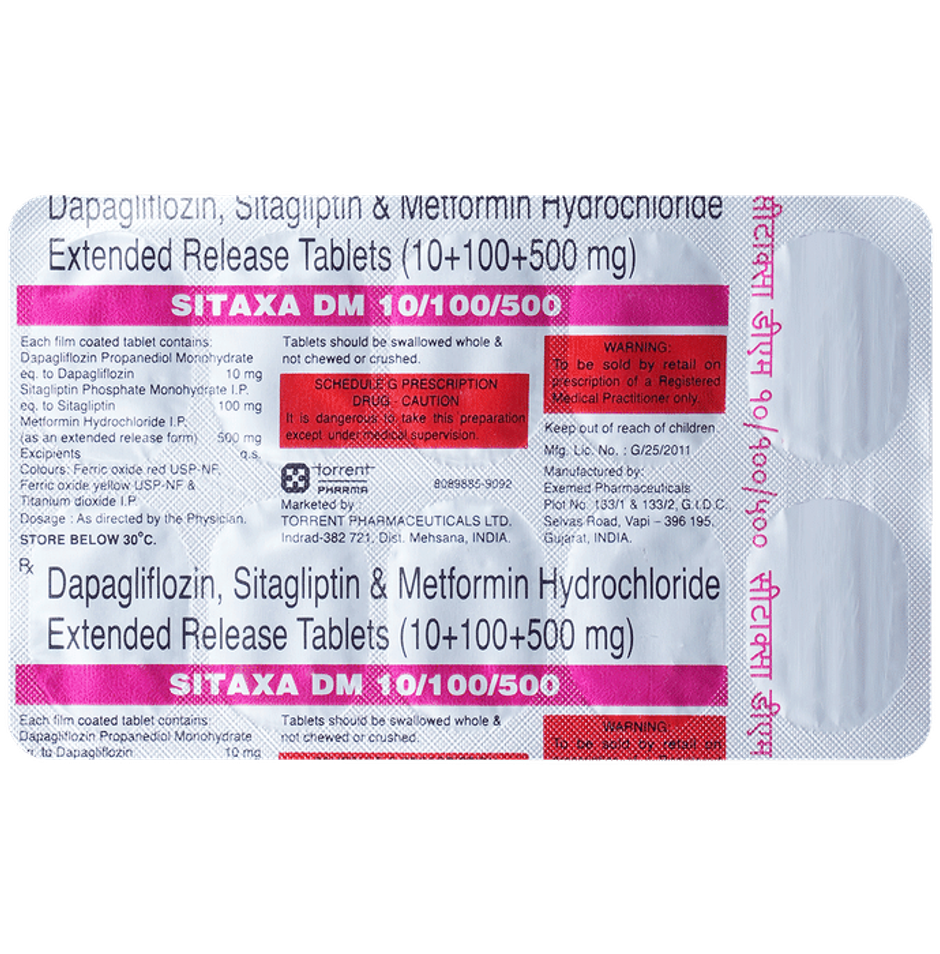 Sitaxa DM 10/100/500 Tablet ER
