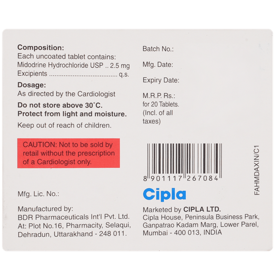 Cipmido 2.5mg Tablet