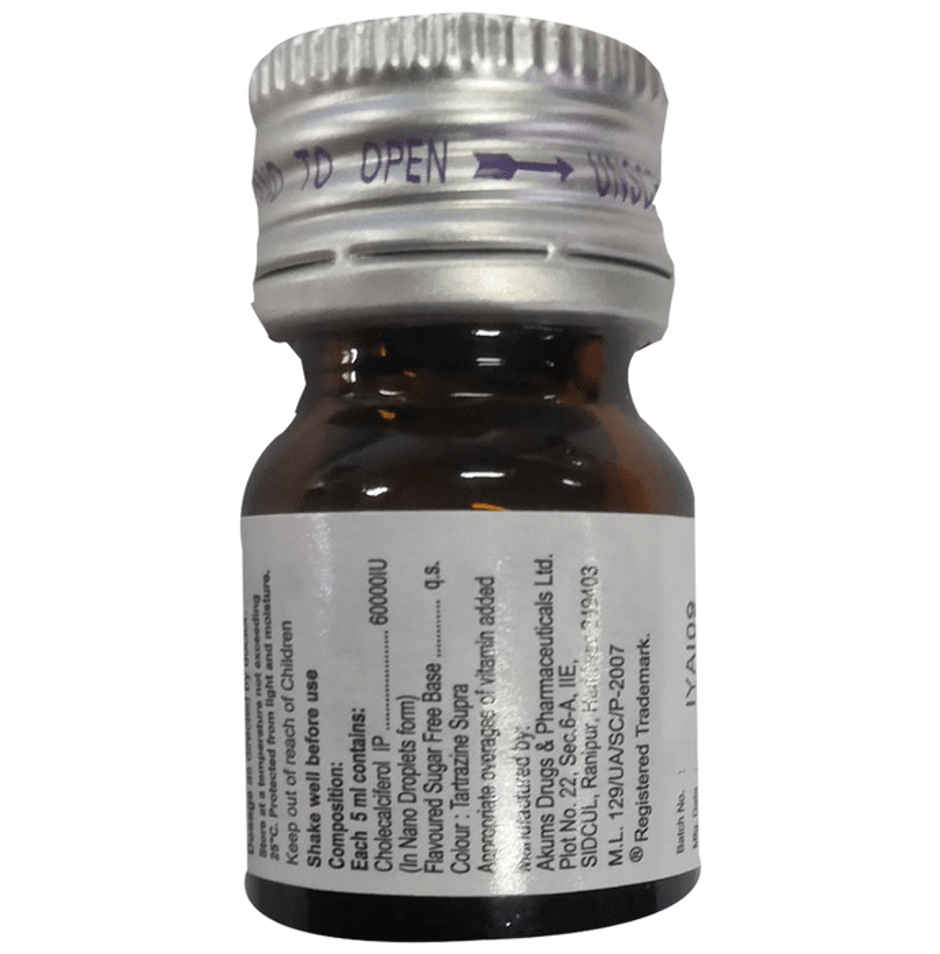 Kidrich-D3 60000IU Mango and Mint Flavour Sugar Free Vitamin D3 Oral Solution