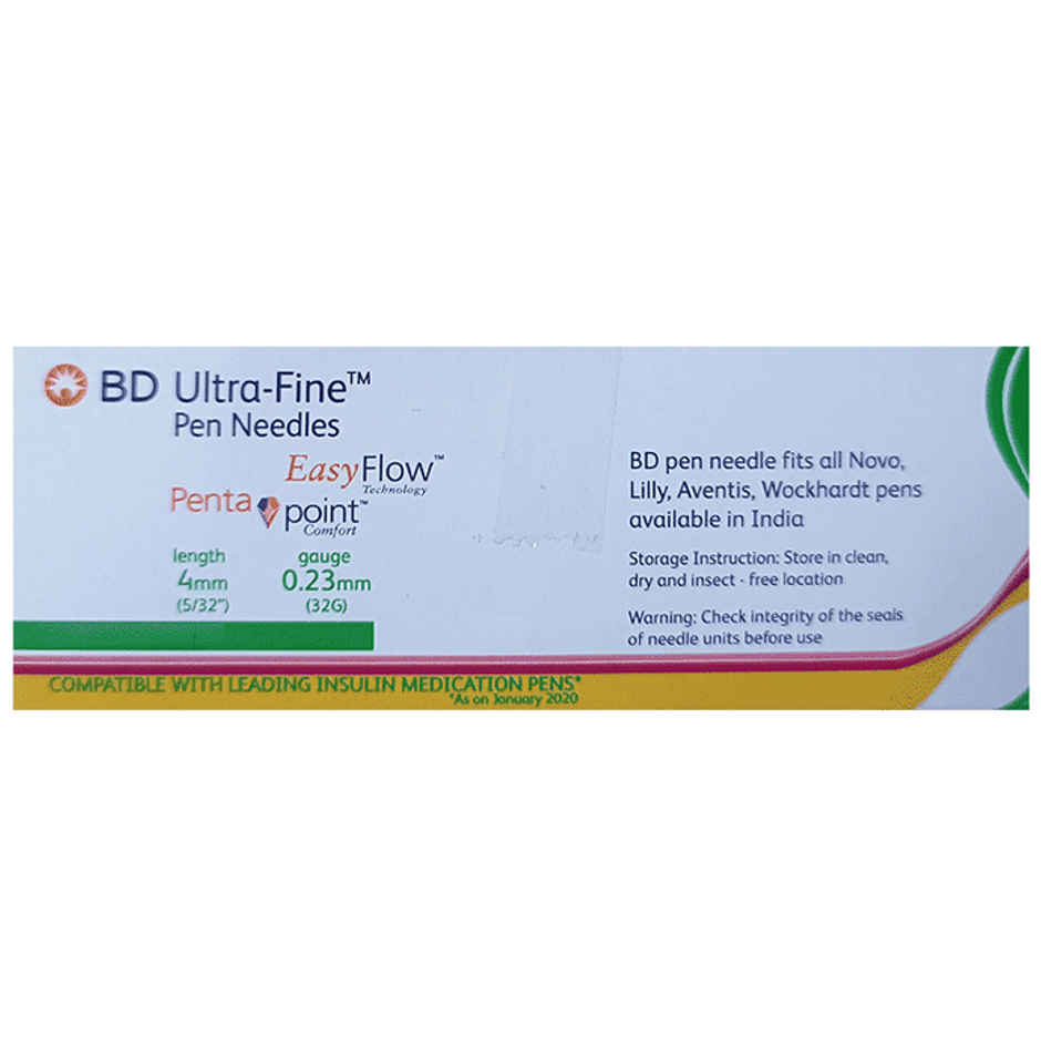 BD Ultra-Fine EasyFlow Technology Penta Point Comfort 4mm 32G Pen Needle