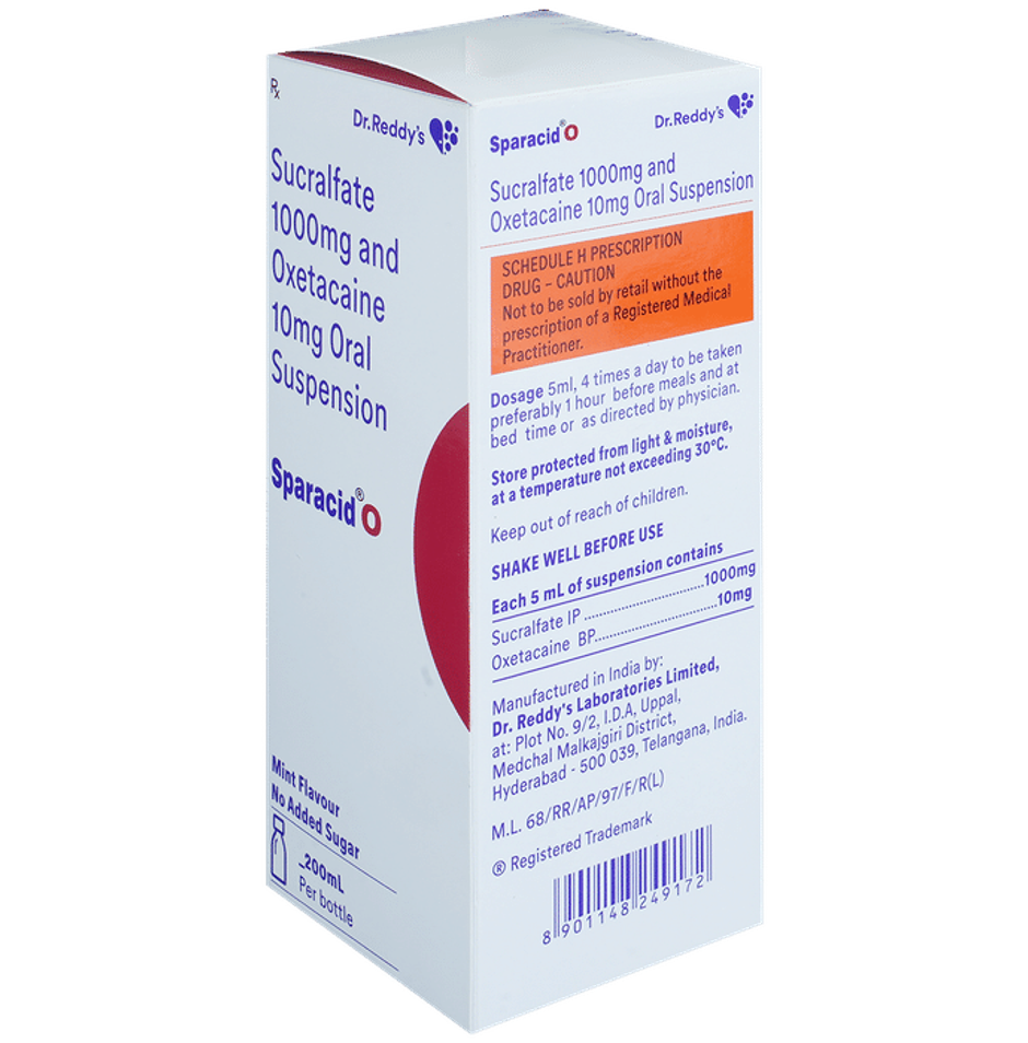 Sparacid O Mint Flavour Sugar Free Oral Suspension