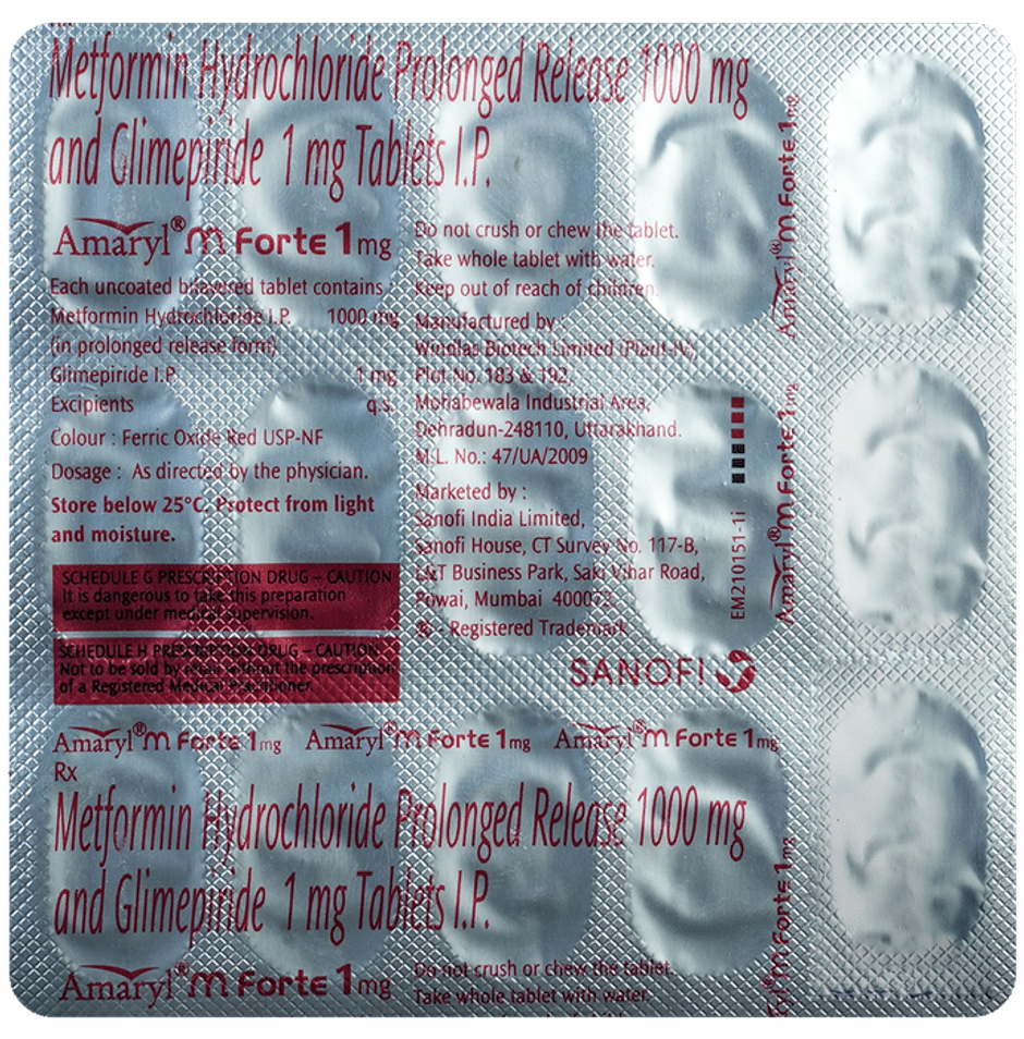 Amaryl M Forte 1mg Tablet PR