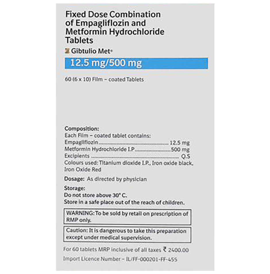 Gibtulio Met 12.5mg/500mg Tablet