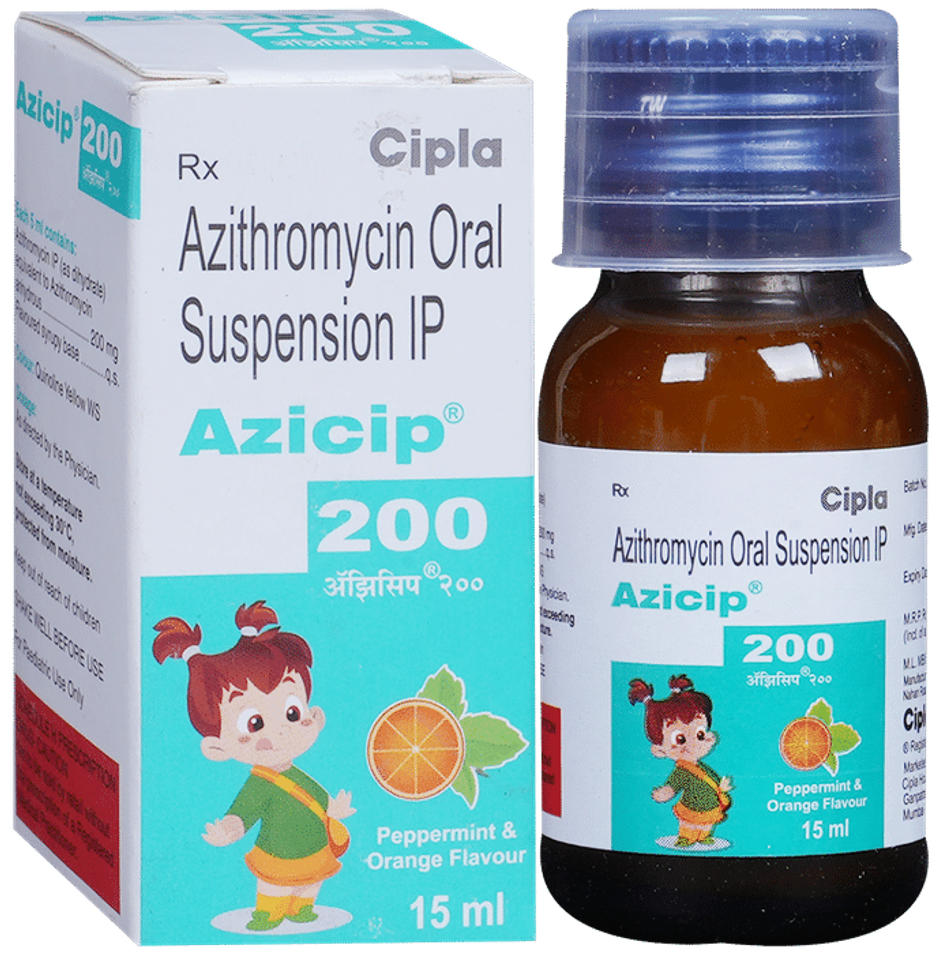 Azicip 200 Peppermint & Orange Flavour Oral Suspension