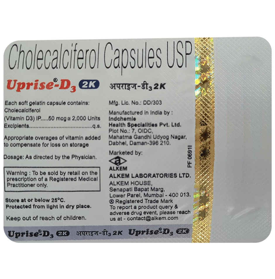 Uprise-D3 2K Vitamin D3 Soft Gelatin Capsule