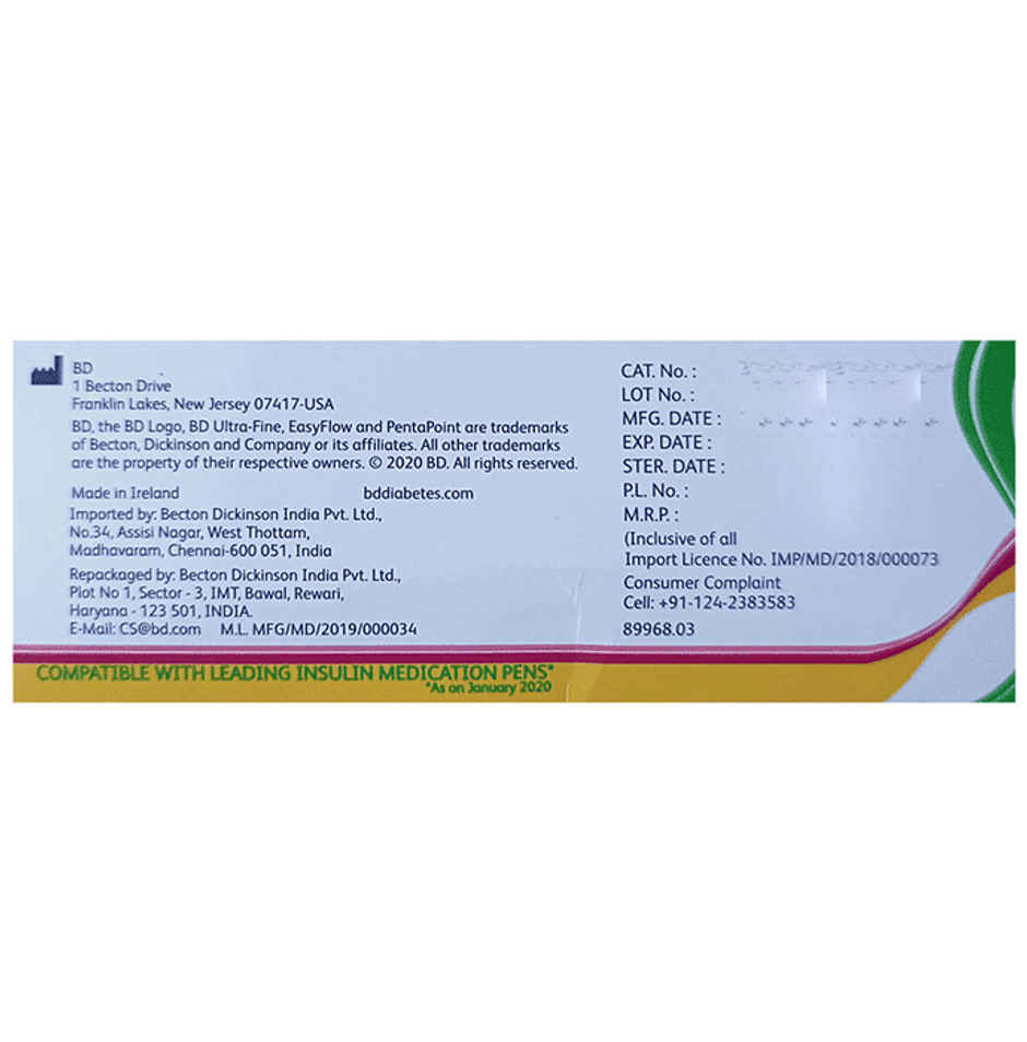 BD Ultra-Fine EasyFlow Technology Penta Point Comfort 4mm 32G Pen Needle