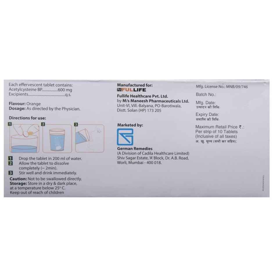 Mucotab ET Orange Flavour Sugar Free Effervescent Tablet