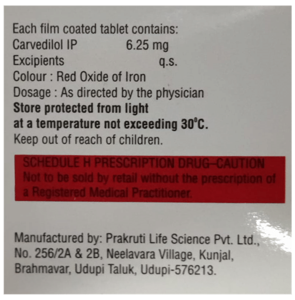 Carvistar 6.25 Tablet