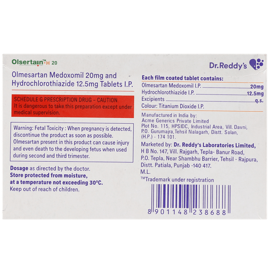 Olsertain-H 20 Tablet