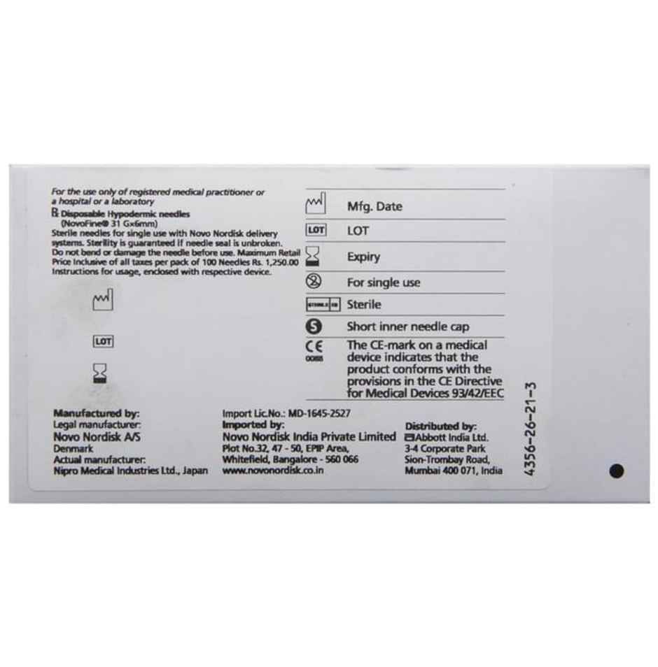 Novofine 31G 6mm Needle